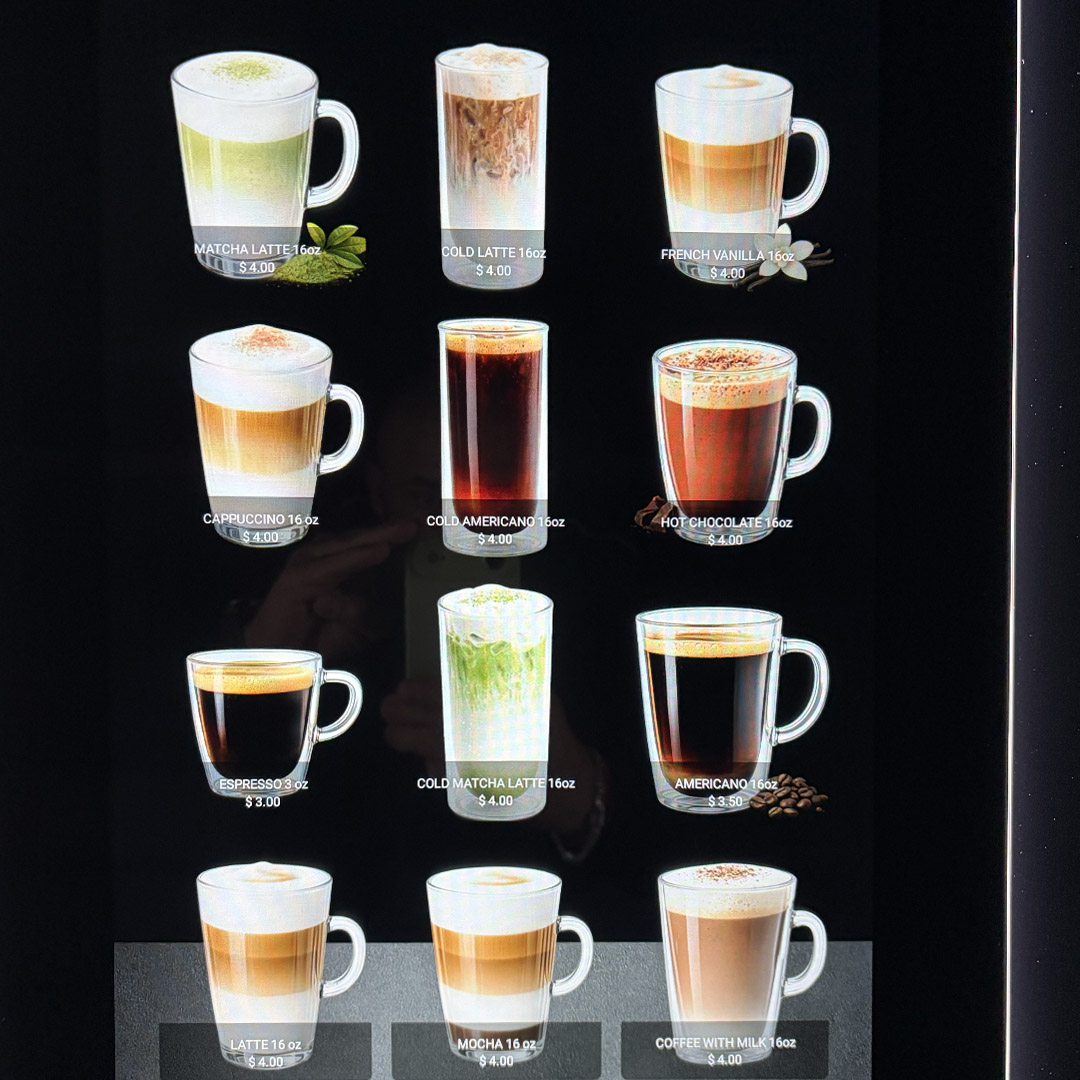 Smart Coffee Point automated espresso kiosk in luxury apartment lobby NYC